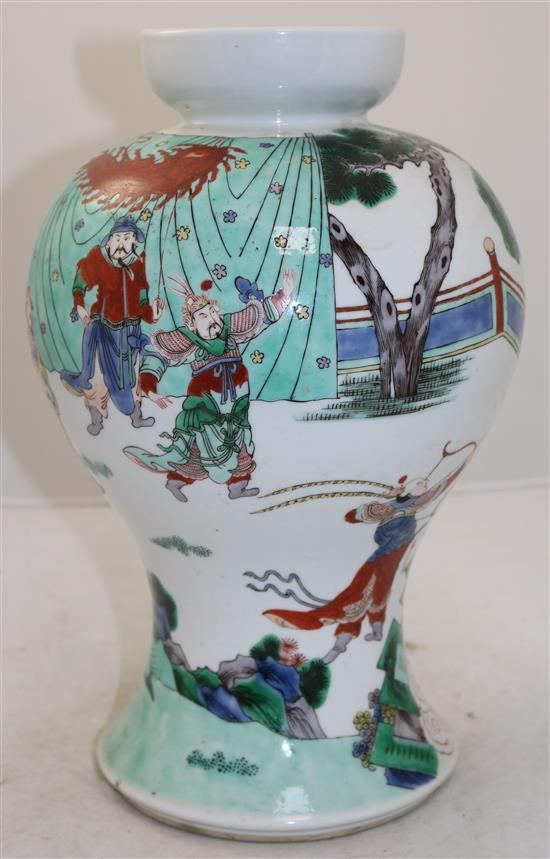 A Chinese famille verte baluster vase, late 19th century, 33cm